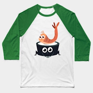 Happy Sushi Rolls - Digital Vector Illustration Baseball T-Shirt